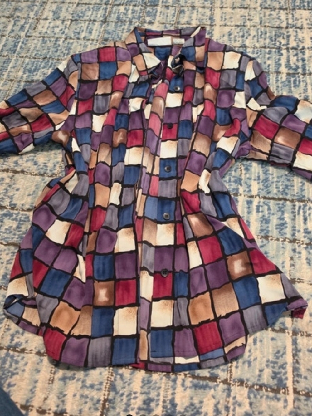 Girls Multicolor Geo-Print Button-Front Dress
